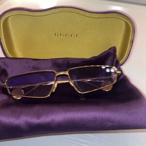 Gucci Gold Glasses with Purple Lenses